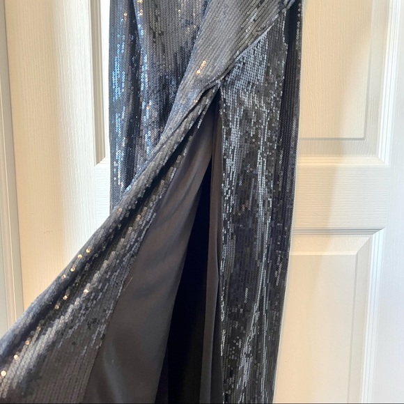 LULU’S Strapless Sequin Gown With Ruffled Waist—SZ. Small - Picture 9 of 15